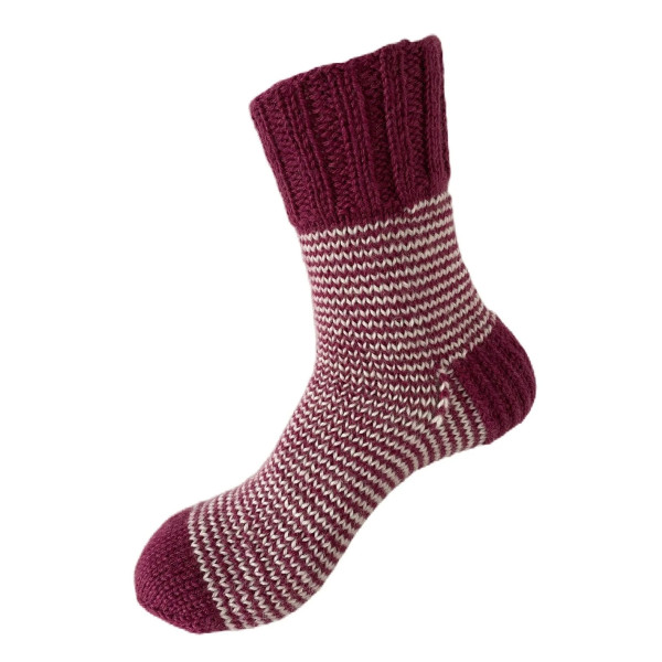 Hand Knit Women Wool Socks Rose – White