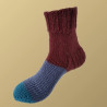 Hand Knit Women Wool Socks Maroon - Blue