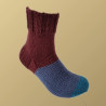 Hand Knit Women Wool Socks Maroon - Blue