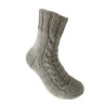 Hand Knit Women Wool Socks Gray Braids