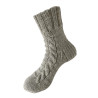 Hand Knit Women Wool Socks Gray Braids