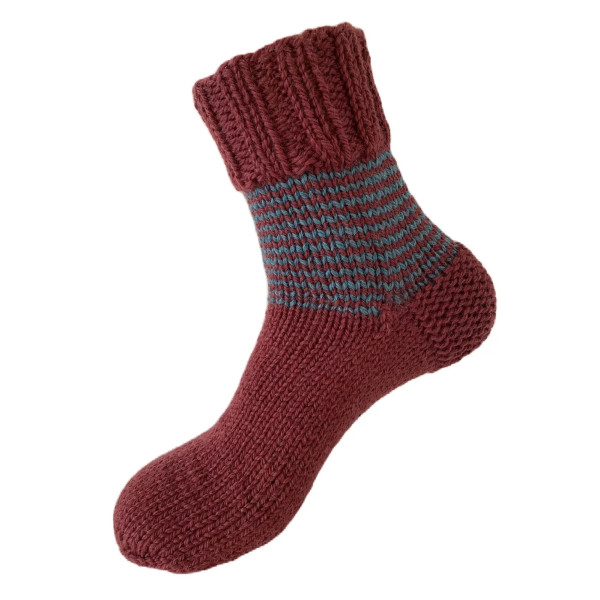 Hand Knit Women Wool Socks Maroon