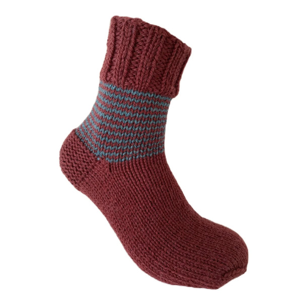 Hand Knit Women Wool Socks Maroon