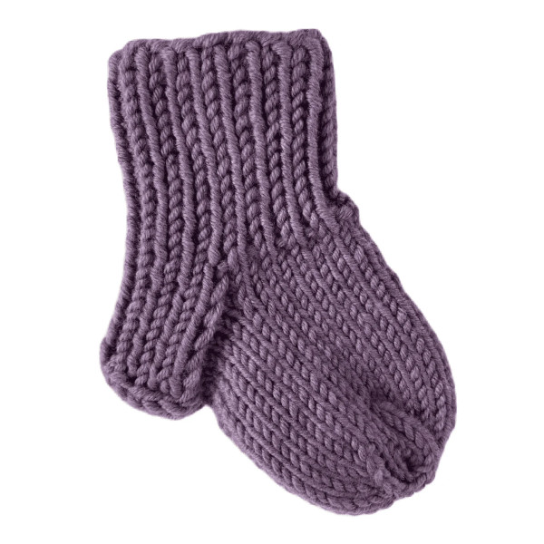 Hand Knit Baby Wool Socks Purple 0 – 3 months