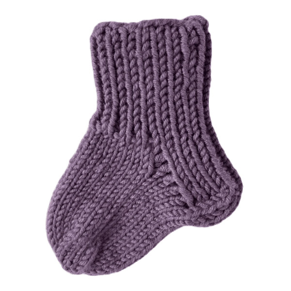 Hand Knit Baby Wool Socks Purple 0 – 3 months