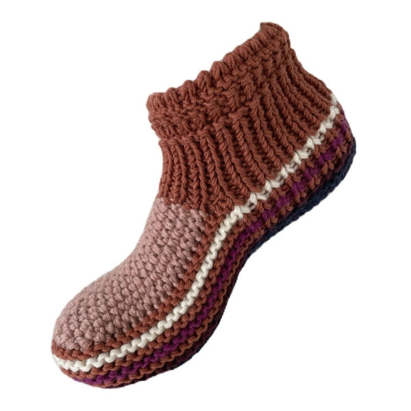 Hand Knit Wool Slippers Brown