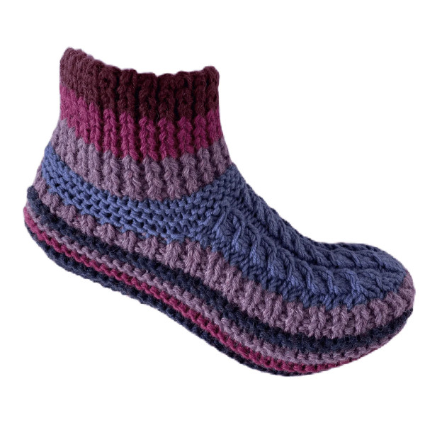 Hand Knit Wool Slippers Multicolor