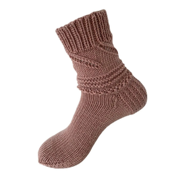 Hand Knit Women Wool Socks Desert Rose