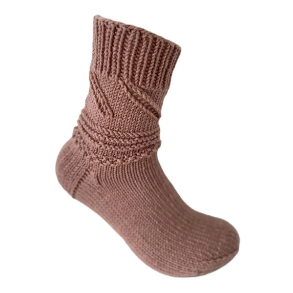 Hand Knit Women Wool Socks Desert Rose