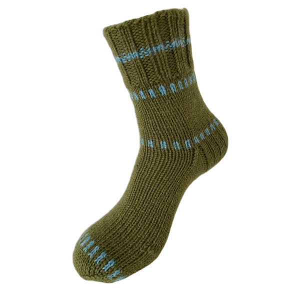 Hand Knit Women Wool Socks Moss Green