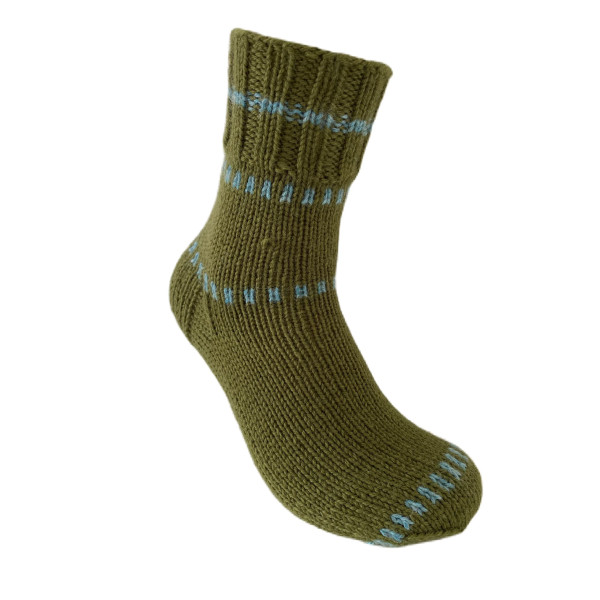 Hand Knit Women Wool Socks Moss Green