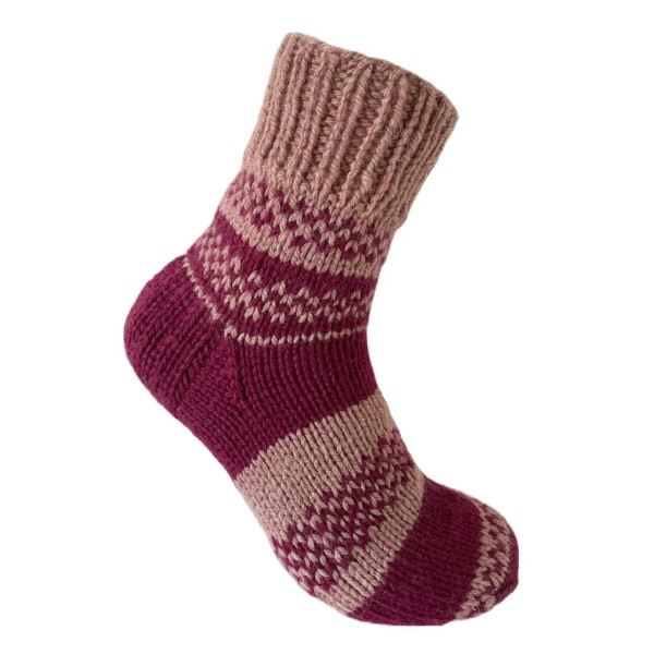 Hand Knit Women Wool Socks Old Rose - Desert Rose