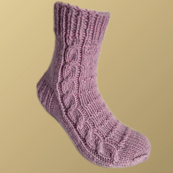 Hand Knit Women Wool Socks Grey Pink