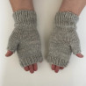 Hand Knit Women Fingerless Wool Gloves Pearl Grey