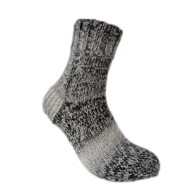 Hand Knit Women Wool Socks Grey - Black