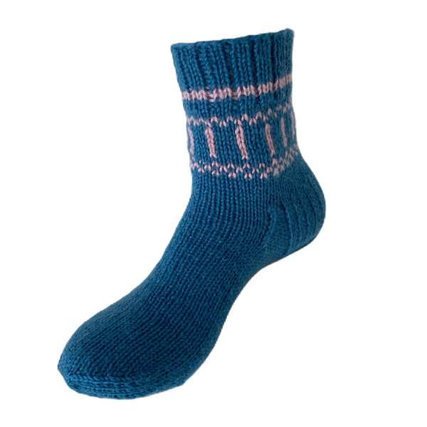 Hand Knit Women Wool Socks Blue Turquoise