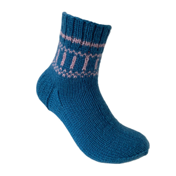 Hand Knit Women Wool Socks Blue Turquoise