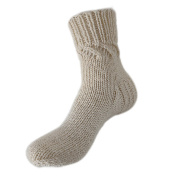 Hand Knit Women Wool Socks Off White