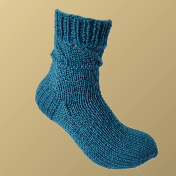 Hand Knit Women Wool Socks Dana Blue Turquoise