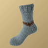 Hand Knit Men Wool Socks Grey - Brown