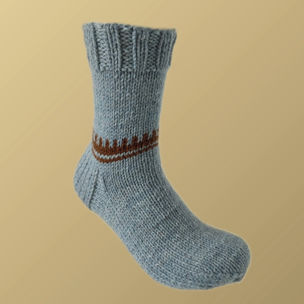 Hand Knit Men Wool Socks Grey - Brown